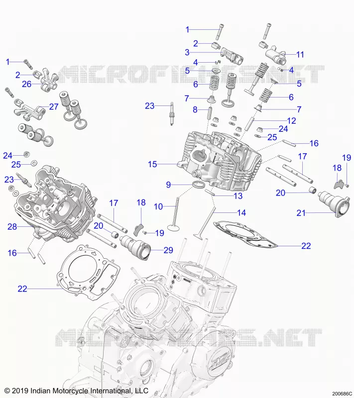 ENGINE, TESTA CILINDRO, CAMSHAFT AND VALVE ASM.