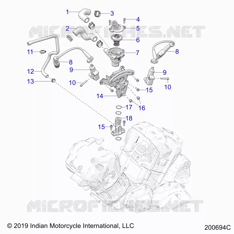 MOTORE, IGNITION, THERMOSTAT HOUSING ASM.