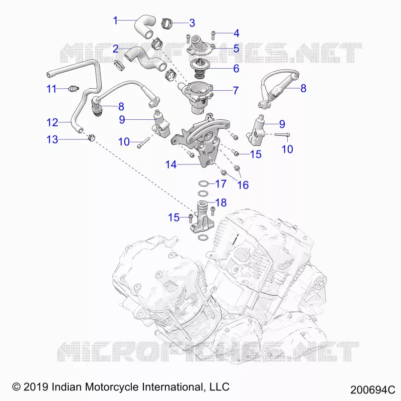 MOTORE, IGNITION, THERMOSTAT HOUSING ASM.