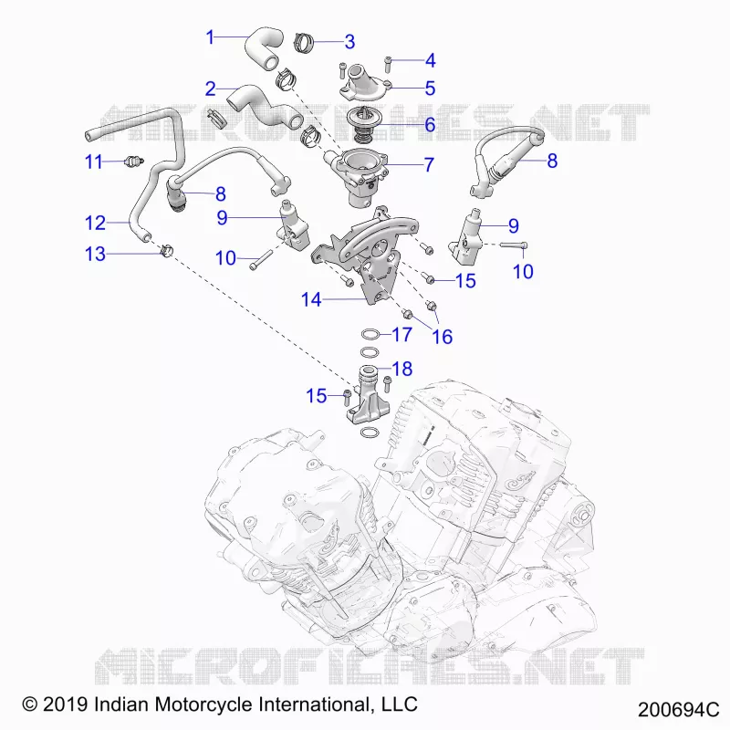 MOTORE, IGNITION, THERMOSTAT HOUSING ASM.