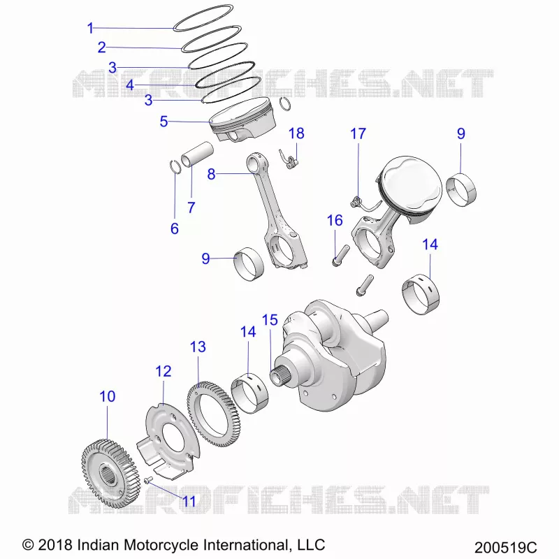 ENGINE, PISTON AND ALBERO MOTORE ASM.