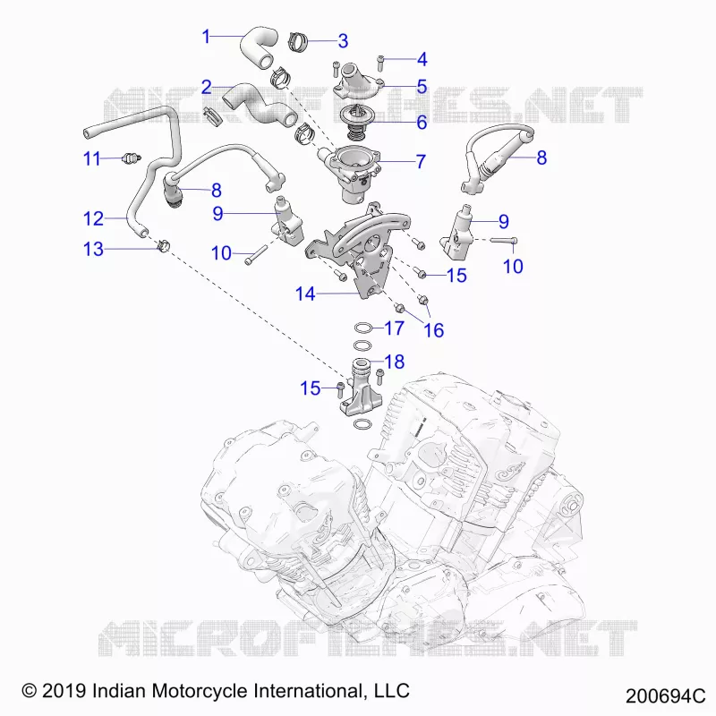MOTORE, IGNITION, THERMOSTAT HOUSING ASM.