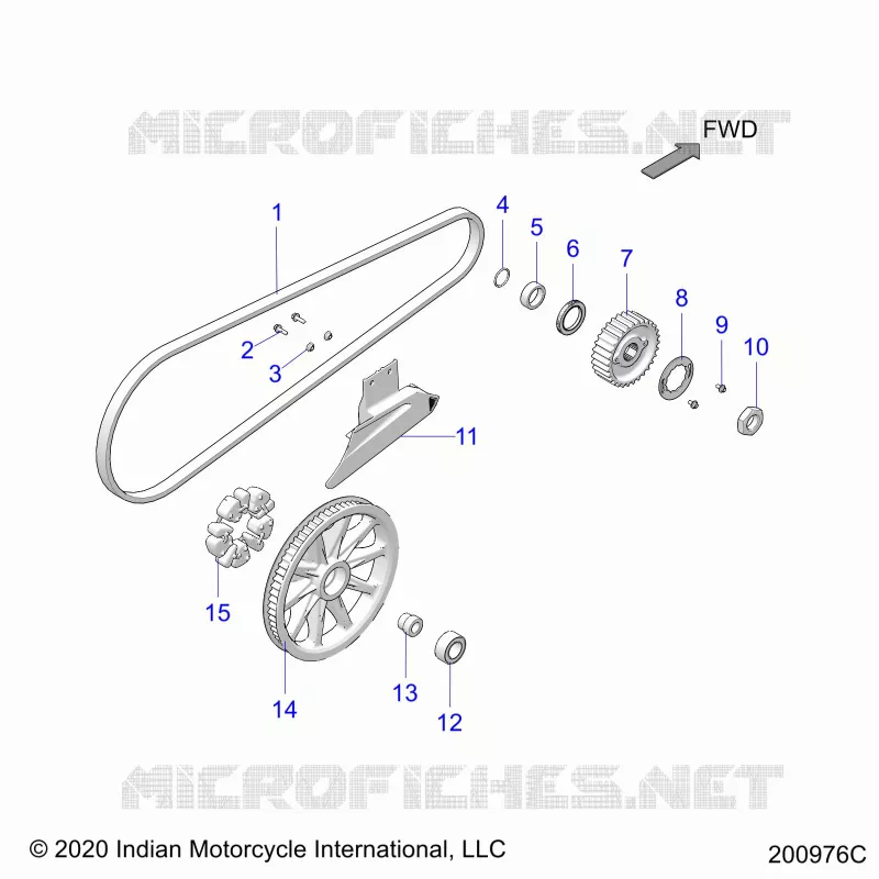 TRASMISSIONE, DRIVE SPROCKET, BELT AND GUARD