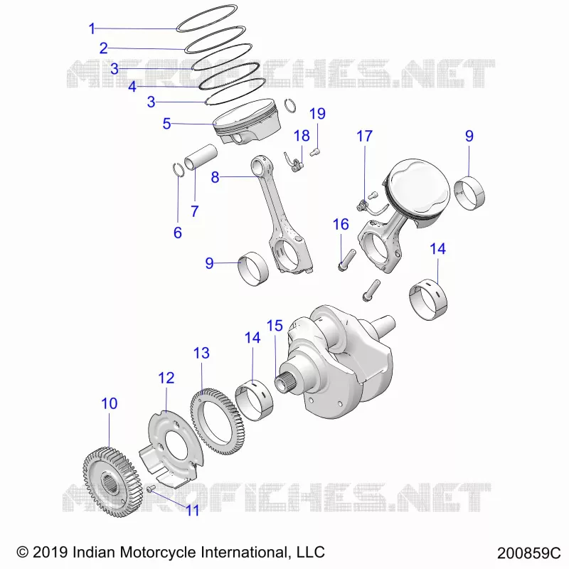 ENGINE, PISTON AND ALBERO MOTORE ASM.