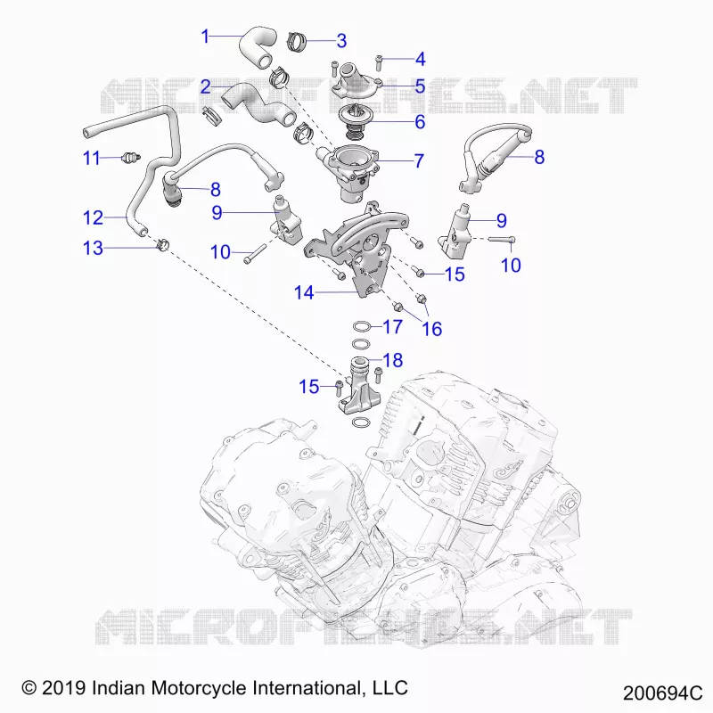 MOTORE, IGNITION, THERMOSTAT HOUSING ASM.