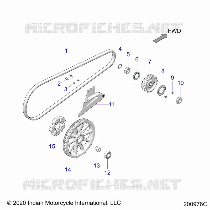 TRASMISSIONE, DRIVE SPROCKET, BELT AND GUARD