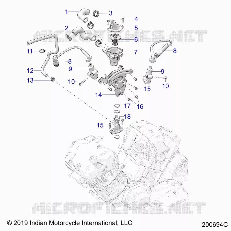 MOTORE, IGNITION, THERMOSTAT HOUSING ASM.