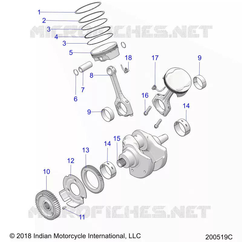 ENGINE, PISTON AND ALBERO MOTORE ASM.