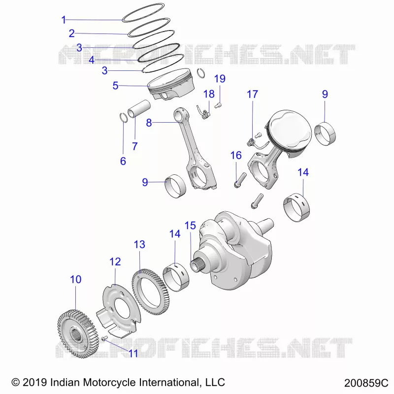 ENGINE, PISTON AND ALBERO MOTORE ASM.
