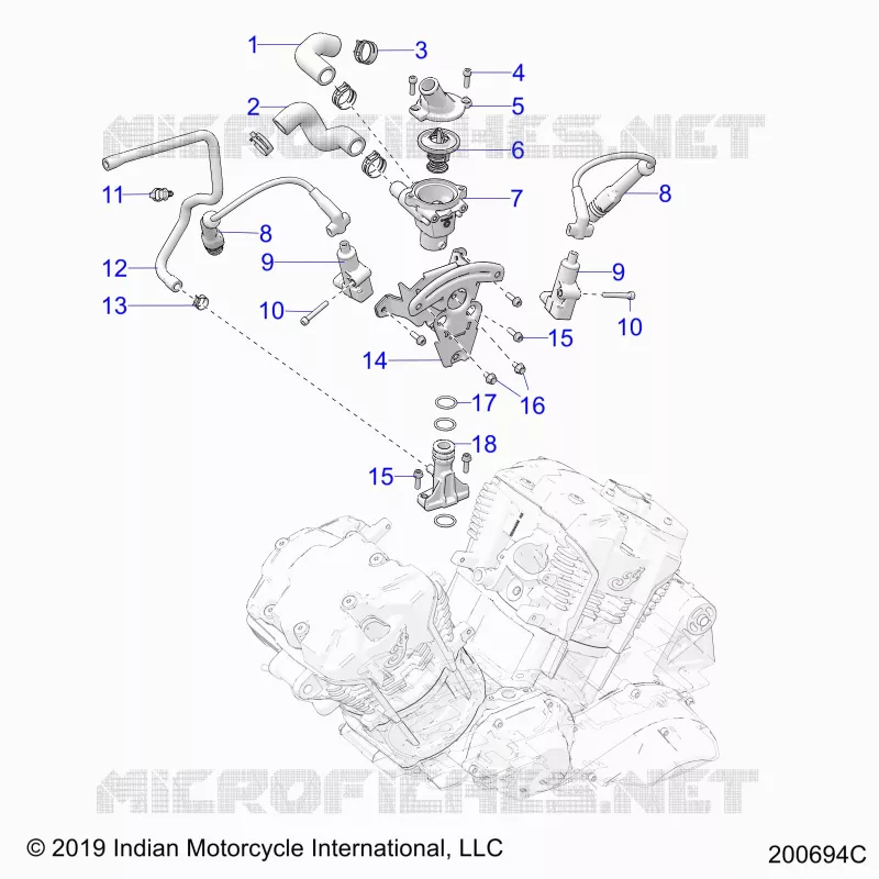 MOTORE, IGNITION, THERMOSTAT HOUSING ASM.