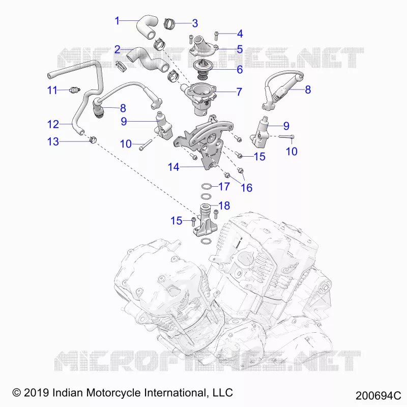 MOTORE, IGNITION, THERMOSTAT HOUSING ASM.
